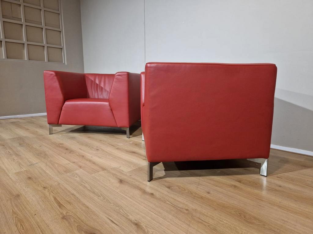 2X Montel Parker Fauteuils - Rood - Leder - Design -Topstaat image 3