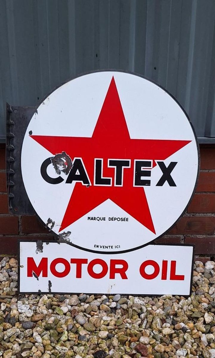 Dubbelzijdig Xl Emaille Reclame Bord Van Caltex Motor Oil️⛽️ image 7