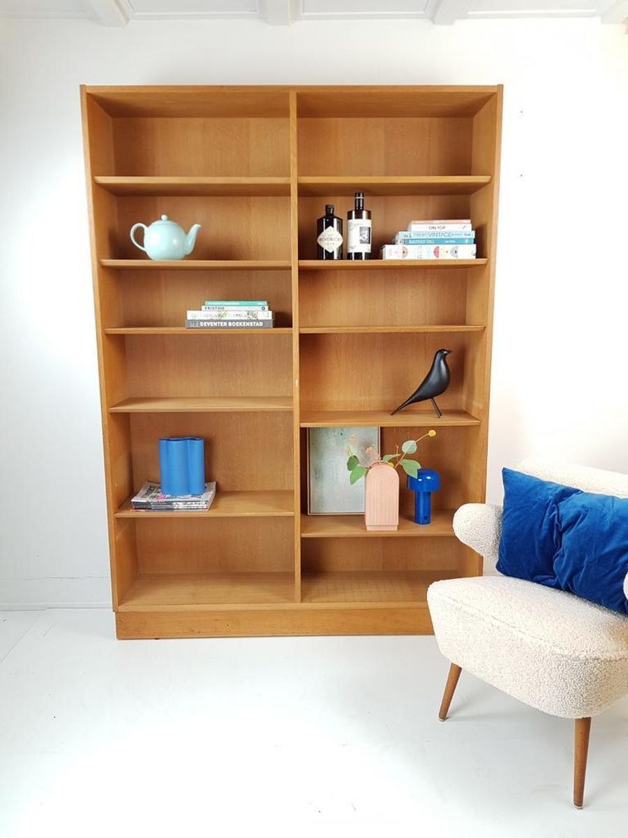 Vintage Grote Eiken Boekenkast Deens | Fineer Oak Danish image 2