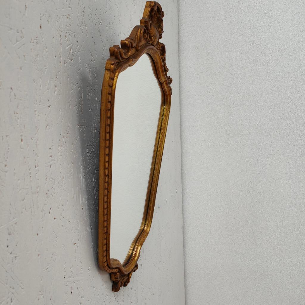 Vintage Goudkleurige Hollywood Regency Barok Rococo Spiegel Kuifspiegel 5 image 6