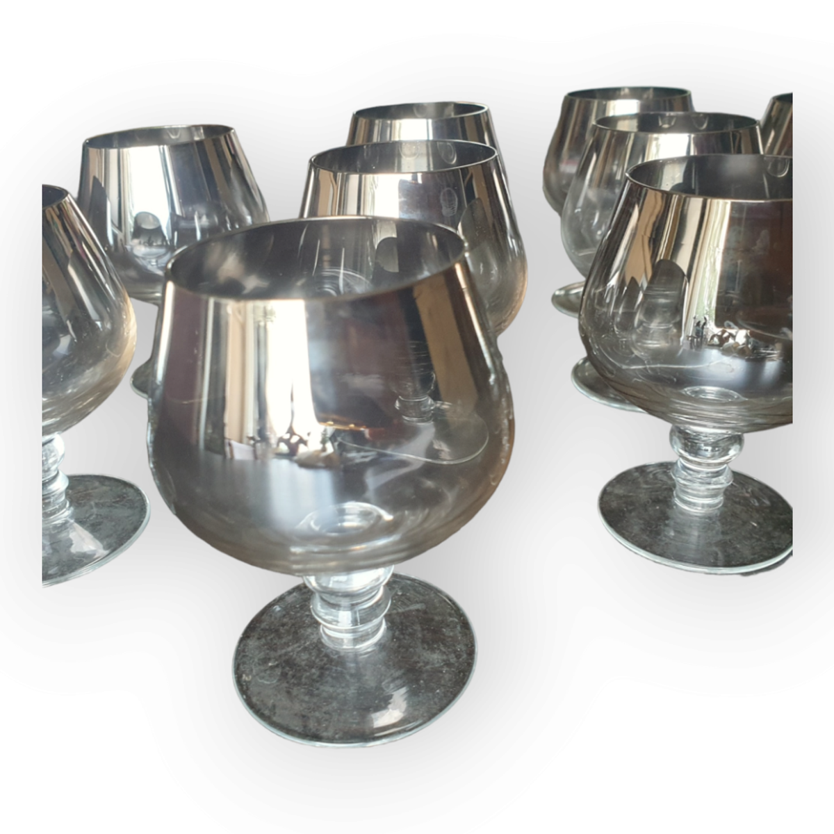 Set Van 11 Vintage Jaren 60 Zilver Ombre Cognac Glazen image 12