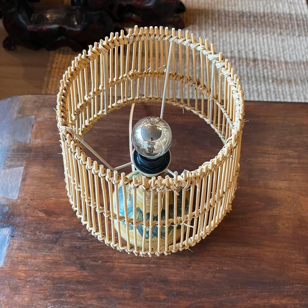 Deens Design Keramiek Lamp Rotan Kap image 9