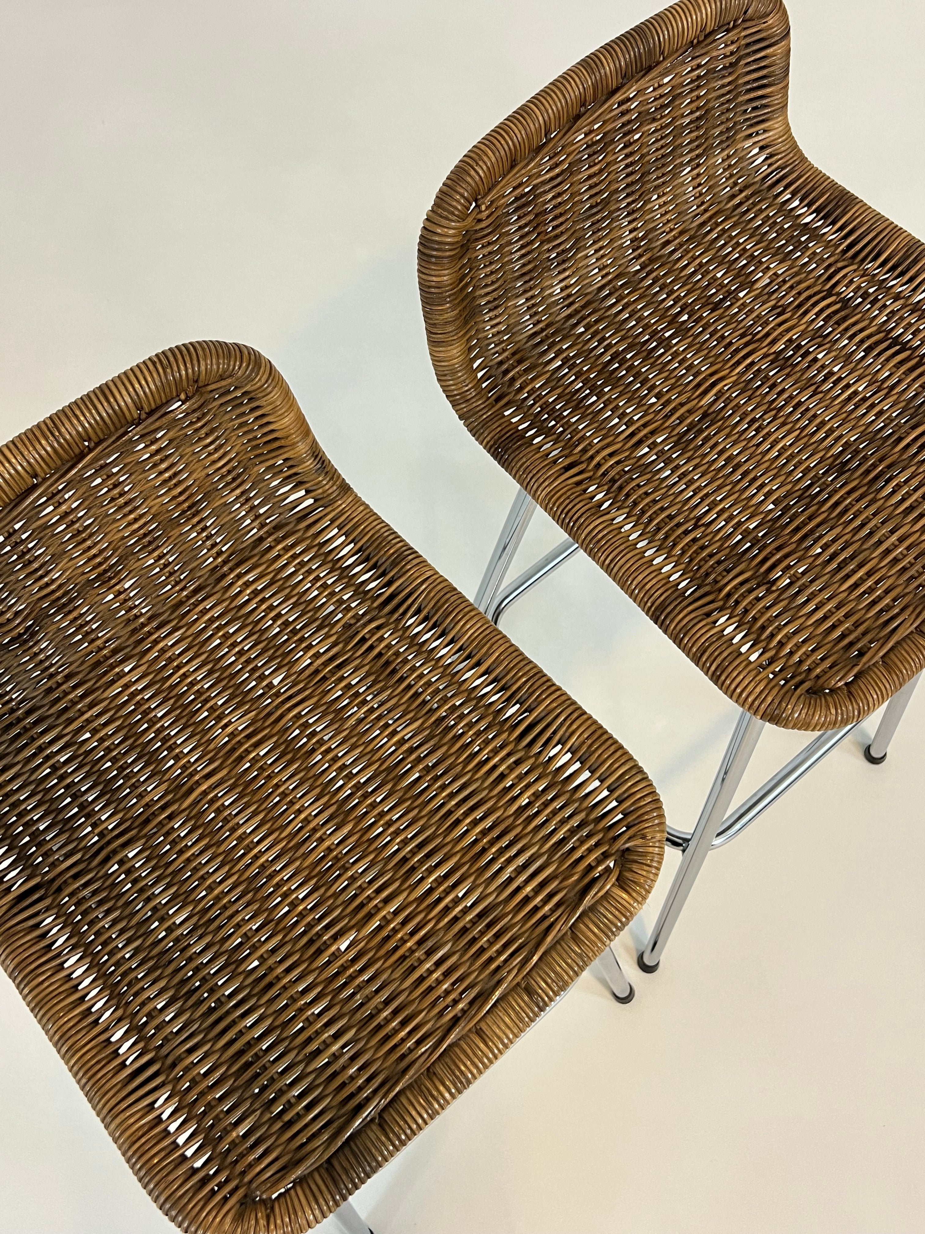 Set Of 2 Vintage Rattan Stools image 3