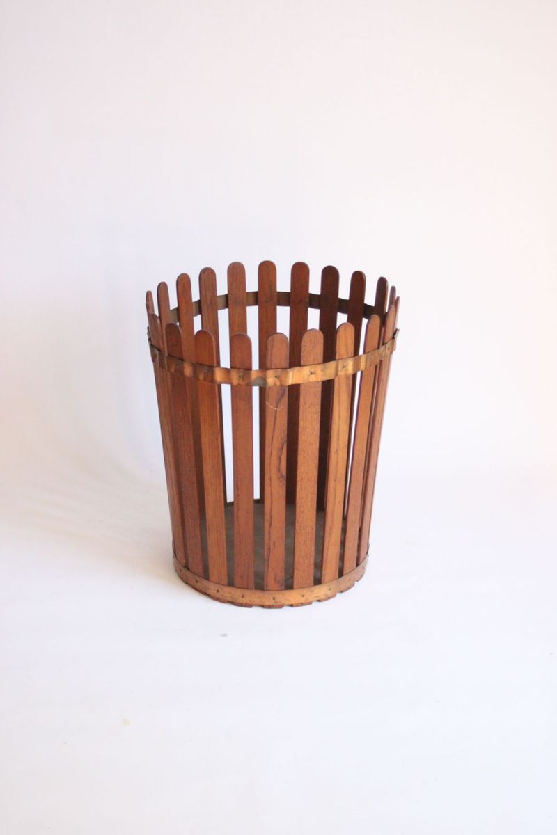 Vintage Teak Wooden Paper Bin, 1950s image 5