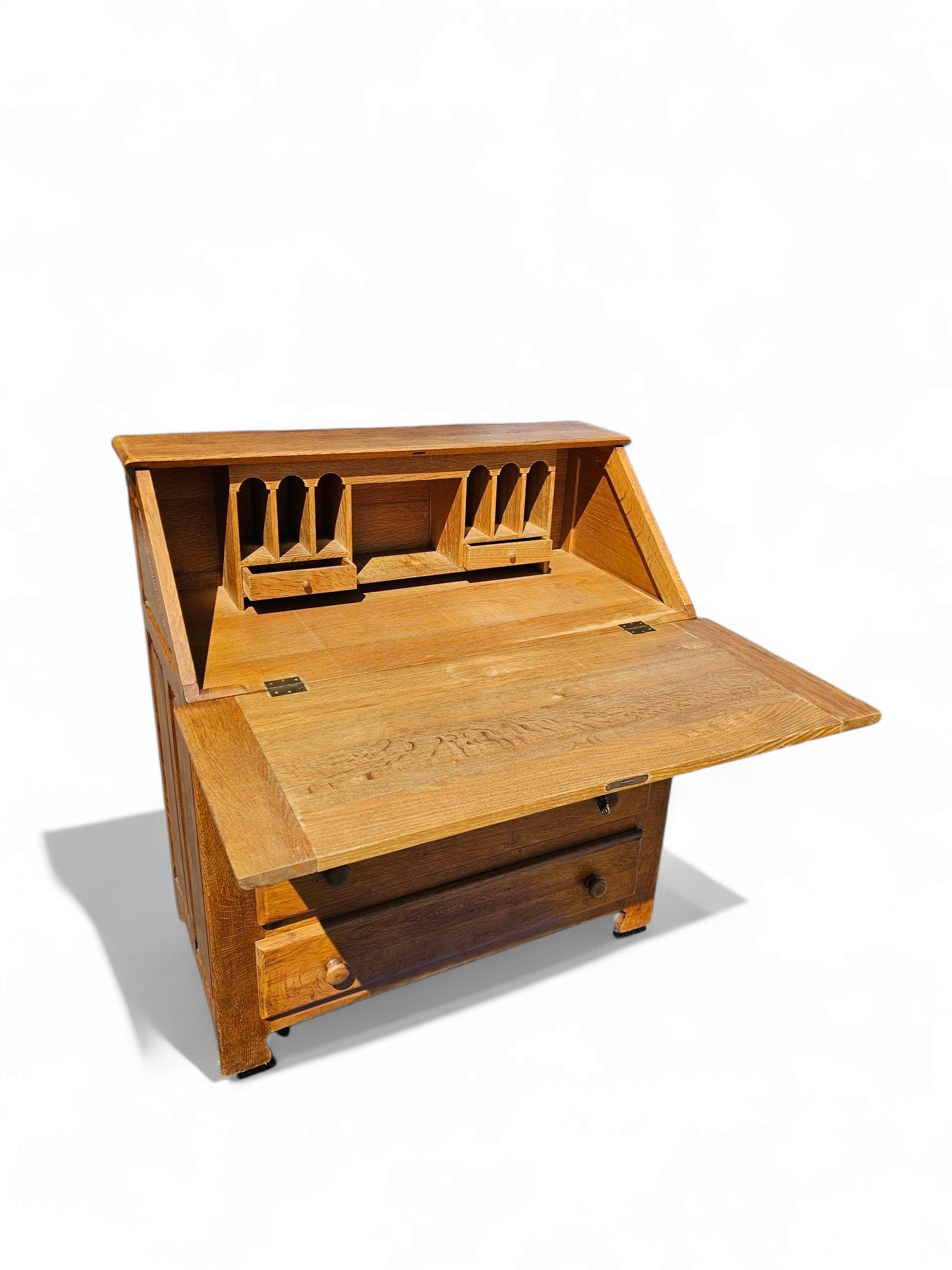 Symmetrical / Solid Oak Desk / Secretaire / Secretary With Drawers image 3