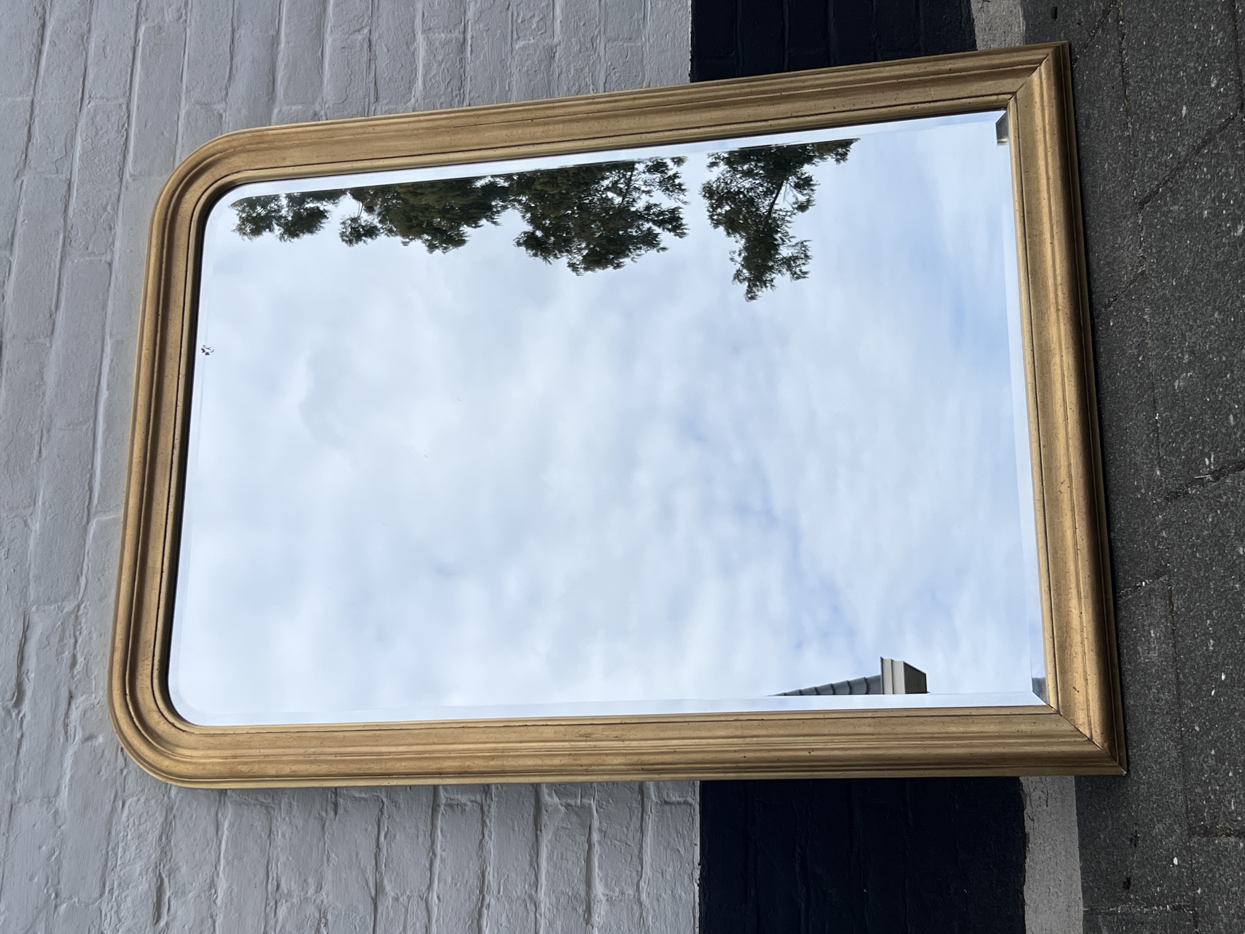Goudkleurige Deknudt Toogspiegel Met Facet Geslepen Glas, 110 Cm Hoog image 3