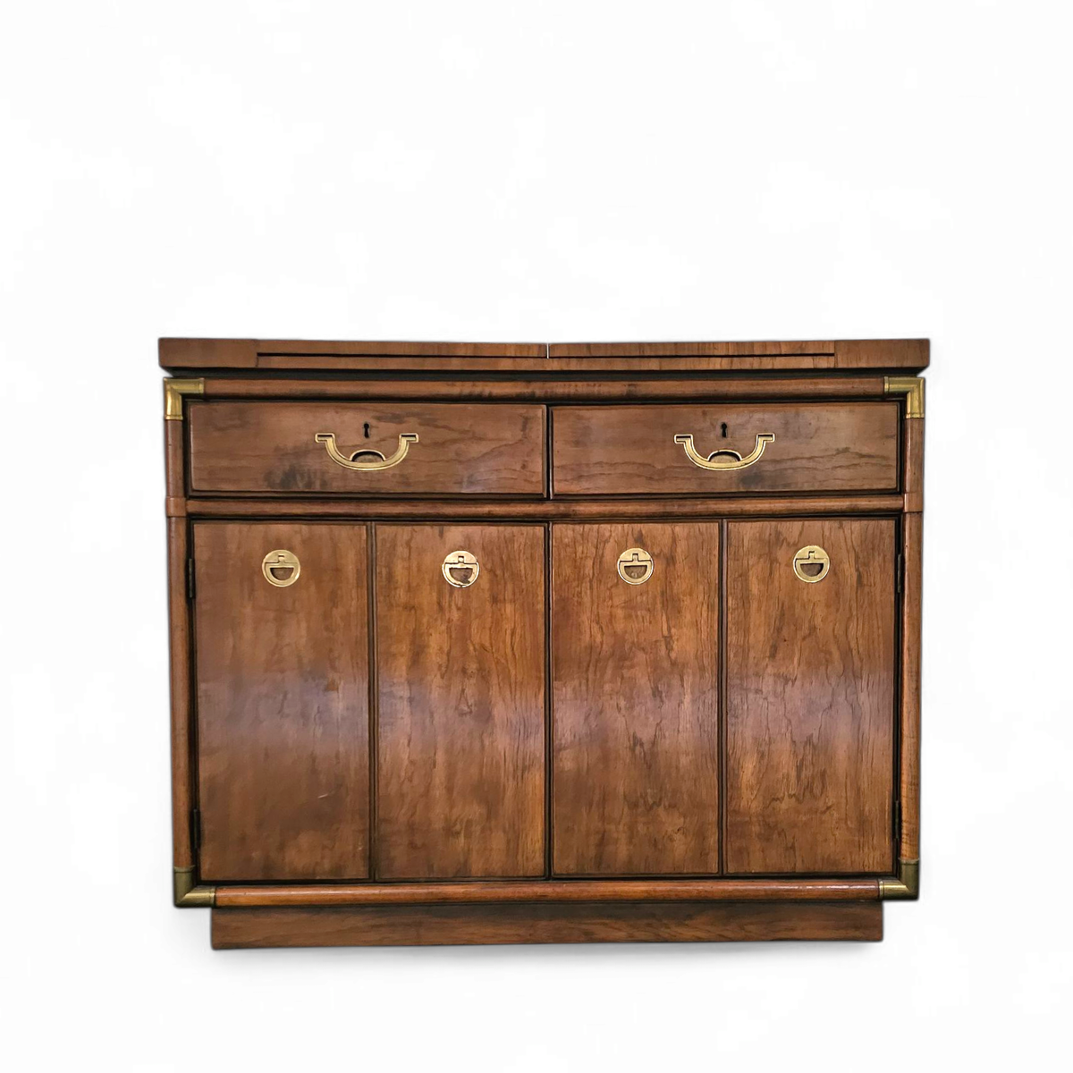 Vintage Drexel Accolade Campaign Server Dry Bar On Casters / Flip Top 1980s image 15