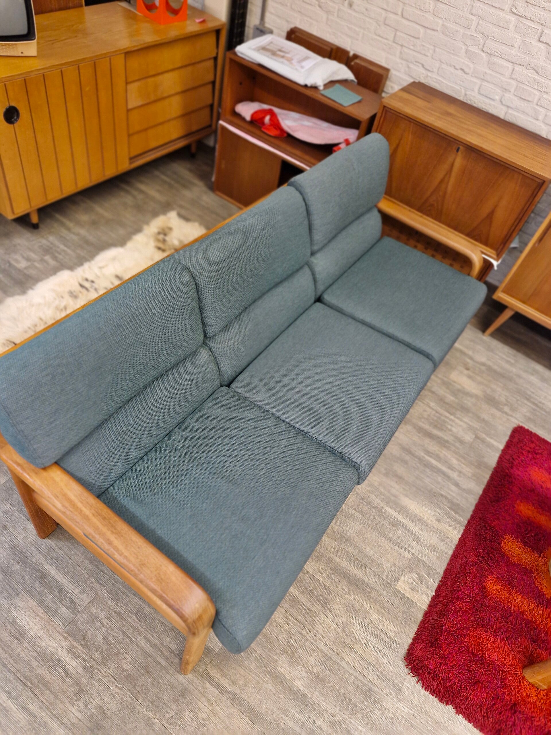 Vintage Deens Design Driezits Bank L. Olson & Son image 6