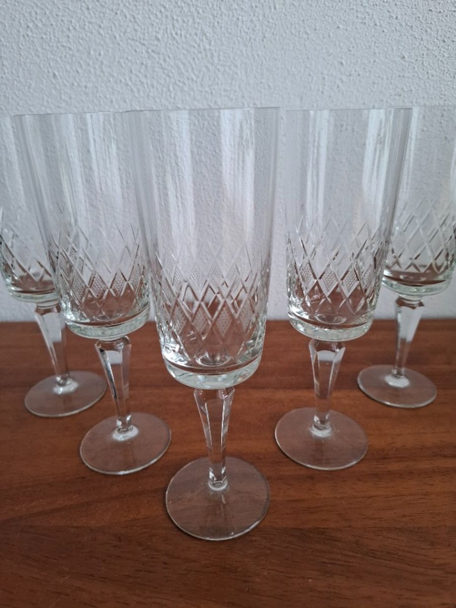 5 Hoge Champagneglazen, Kristallen Flutes, Kristallen Glazen image 7
