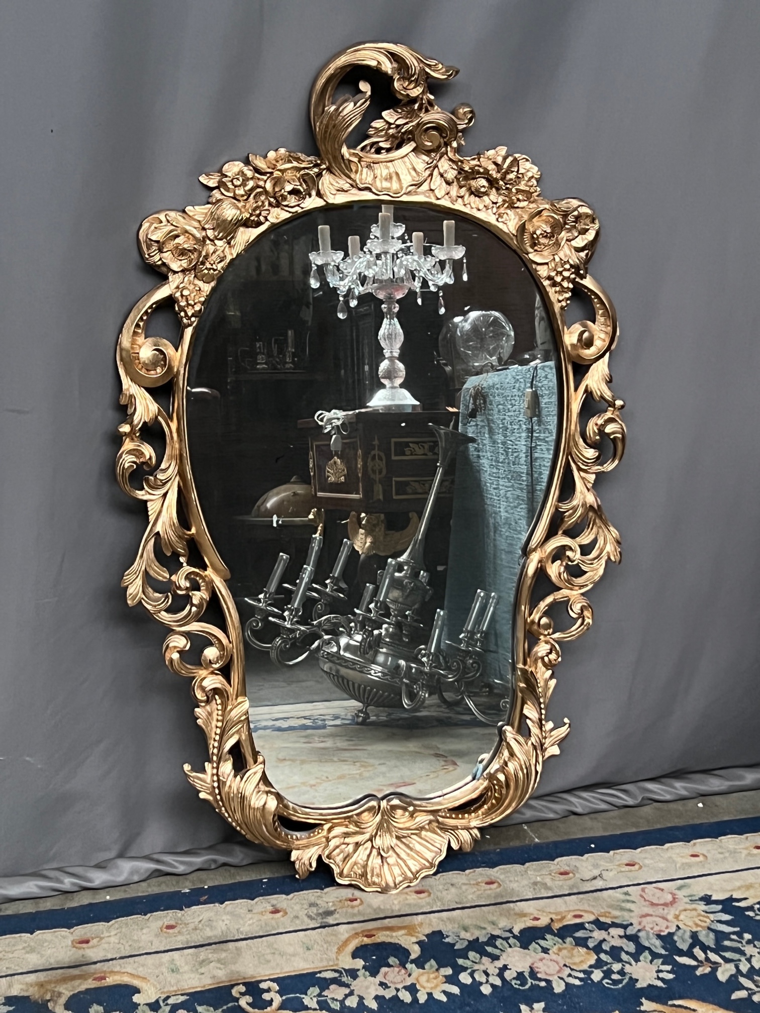 Antieke Houten Spiegel In Rococostijl. image 3