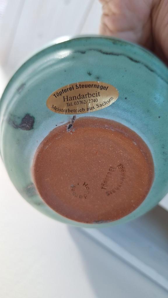 Vintage Aardewerk Schaaltje, Hand Gemaakt, Aqua Blauw image 25