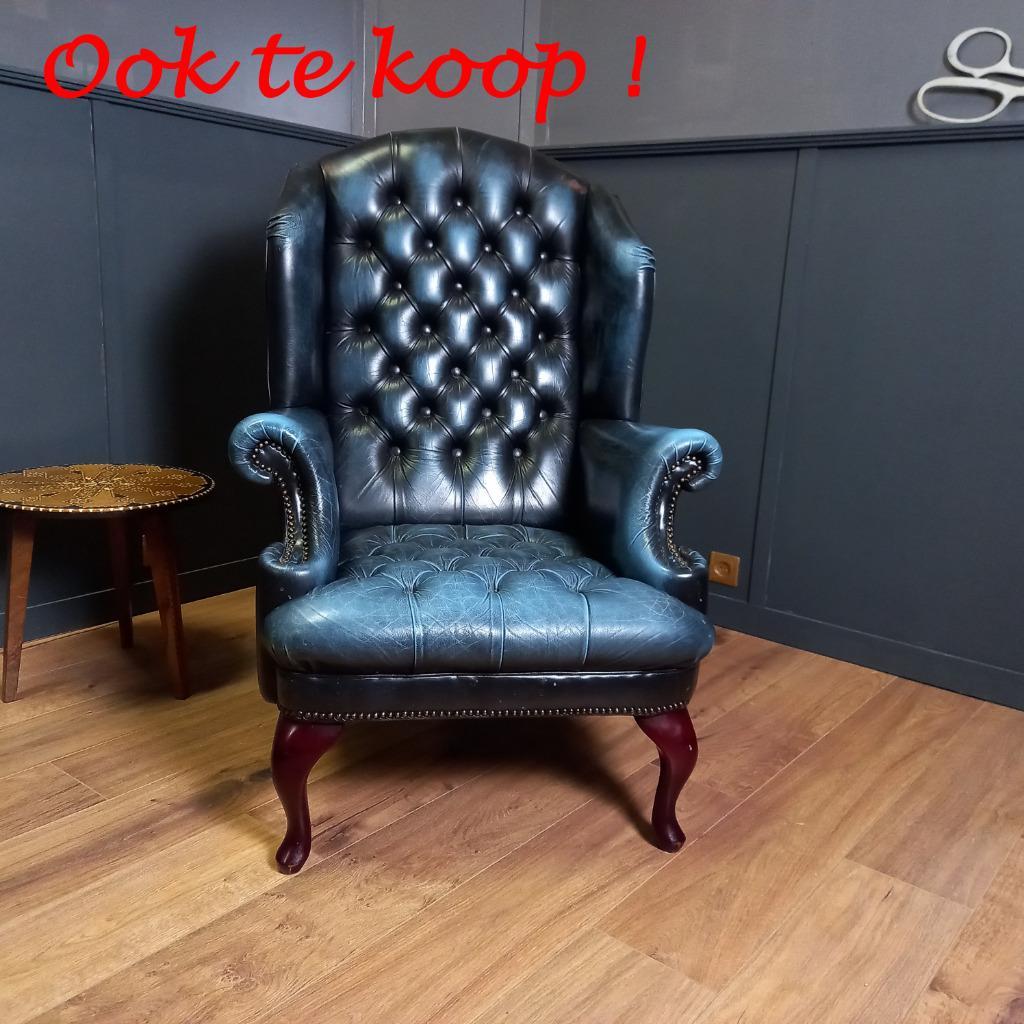Grote Schapenleren Vintage Engelse Oorfauteuil image 13
