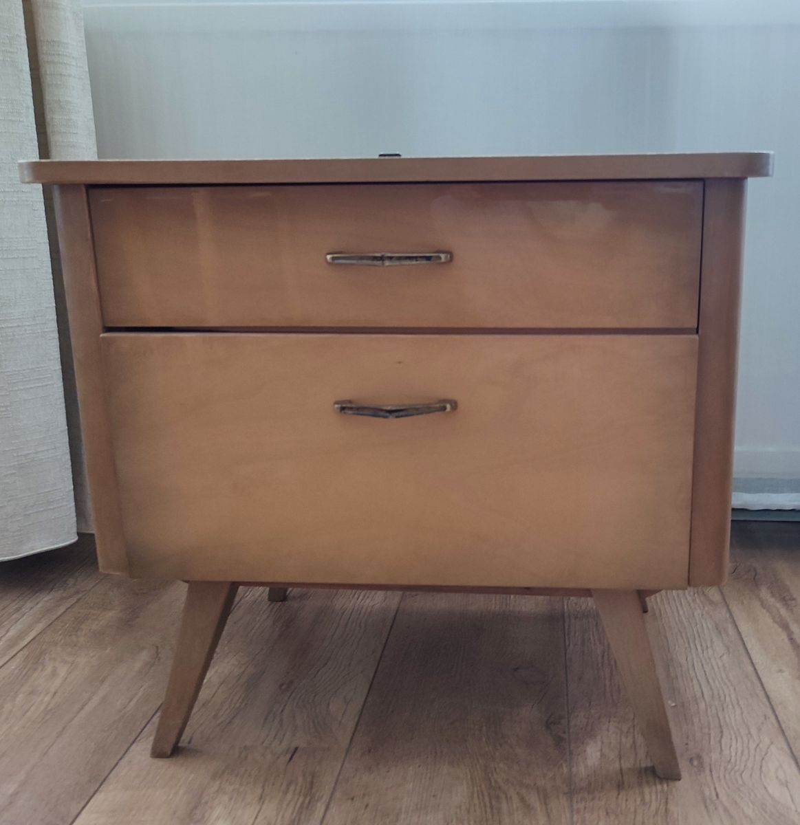 Vintage Nachtkast Bedside Table Nachtkastje Hout Lade image 7
