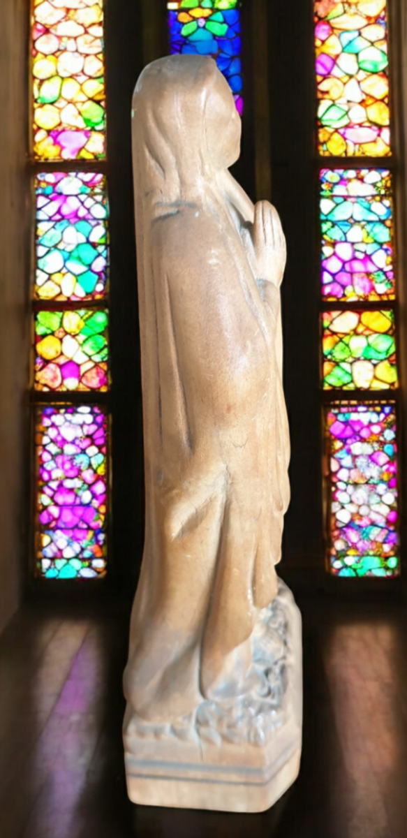 Prachtig Oud Houtsnijwerk Maria Beeldje H 20 Cm image 7