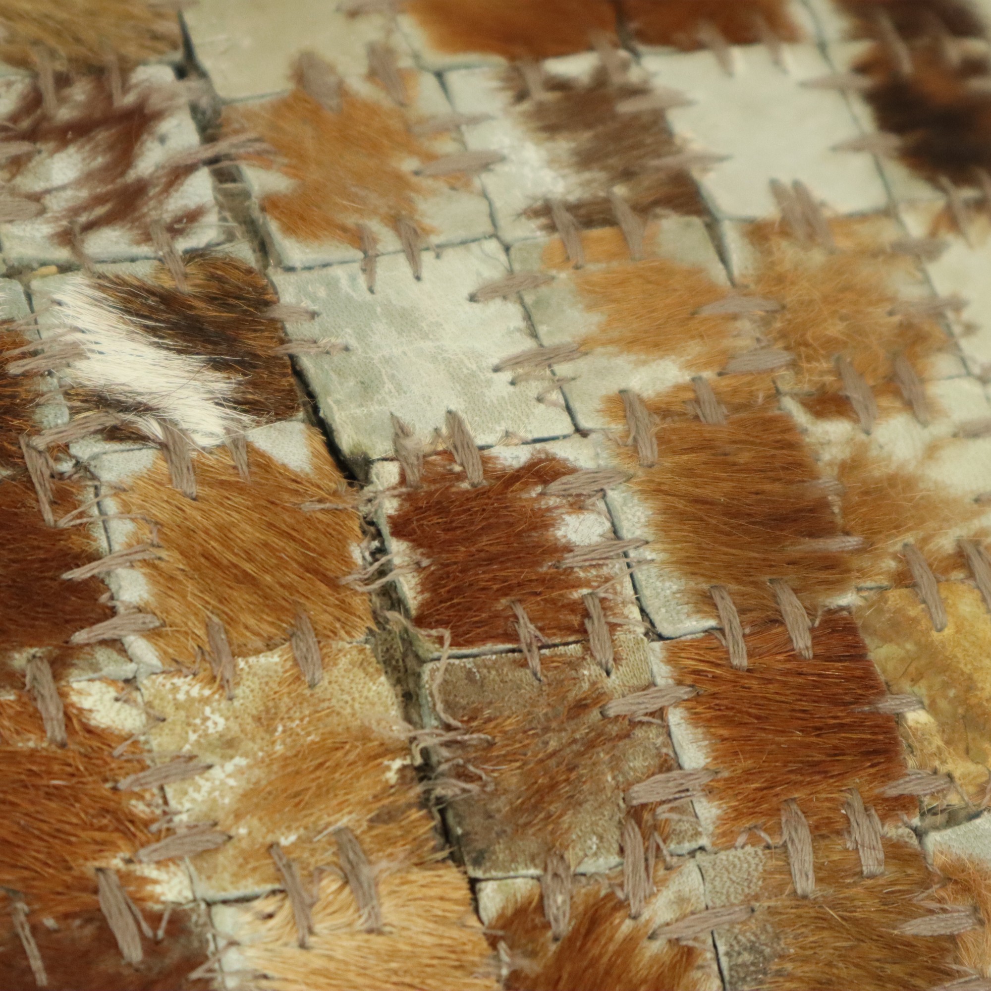 Vintage Vierkante Poef Geitenleer Patchwork Mozaïek Patroon image 10