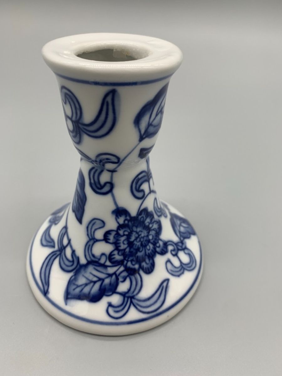 Kandelaar Porselein Blauw Wit Rond image 4