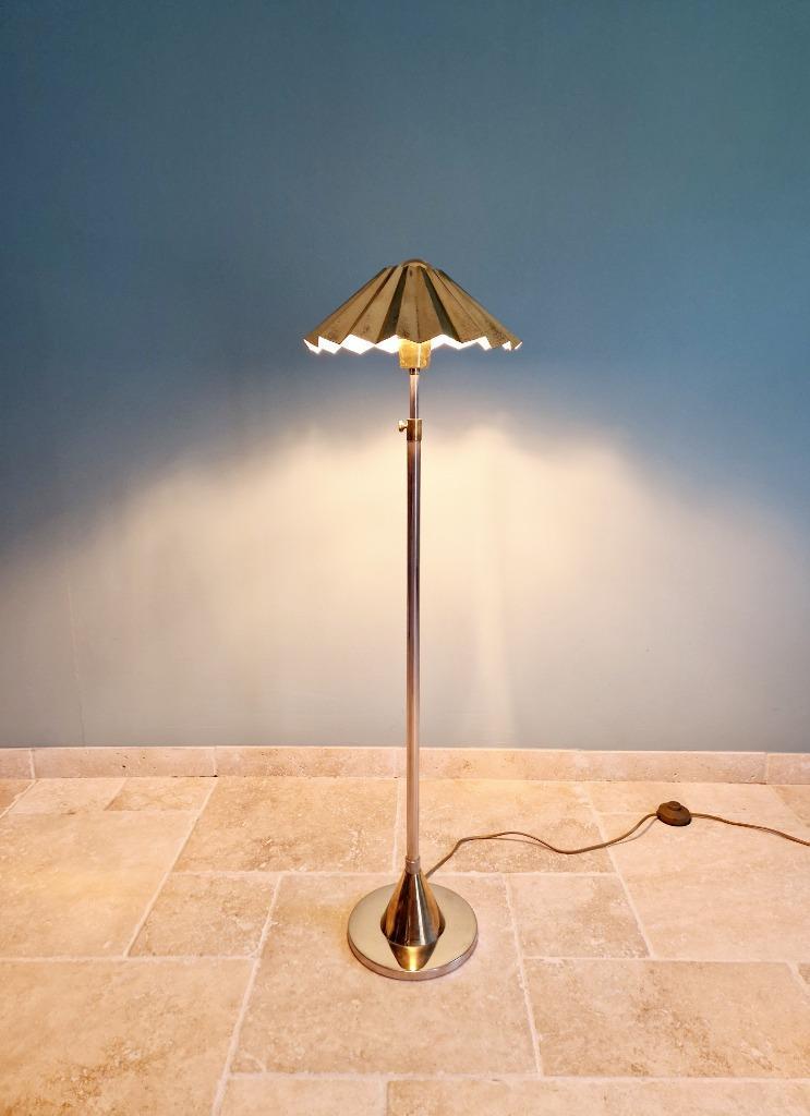 Lampe Sur Pied En Métal Chromé Et Laiton, 1970 image 13