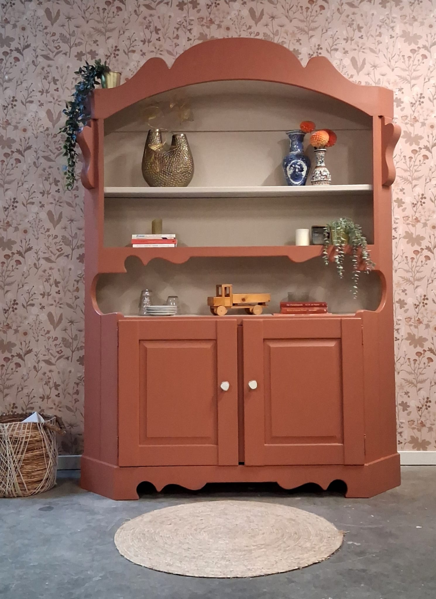 Vintage Retro Buffetkast Zachte Terracotta Kleur image 9