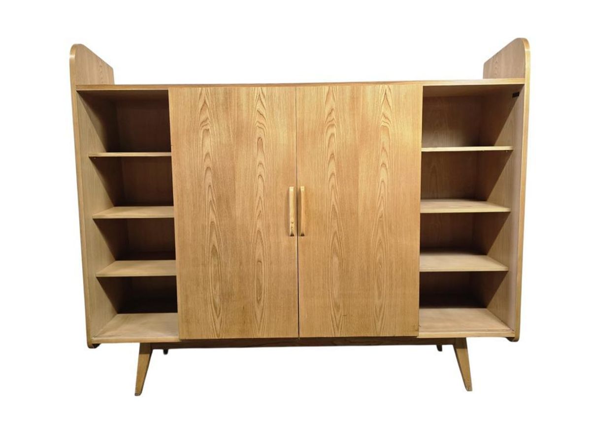 Vintage Halfhoge Kast / Vitrine Met Open Gedeelte image 3