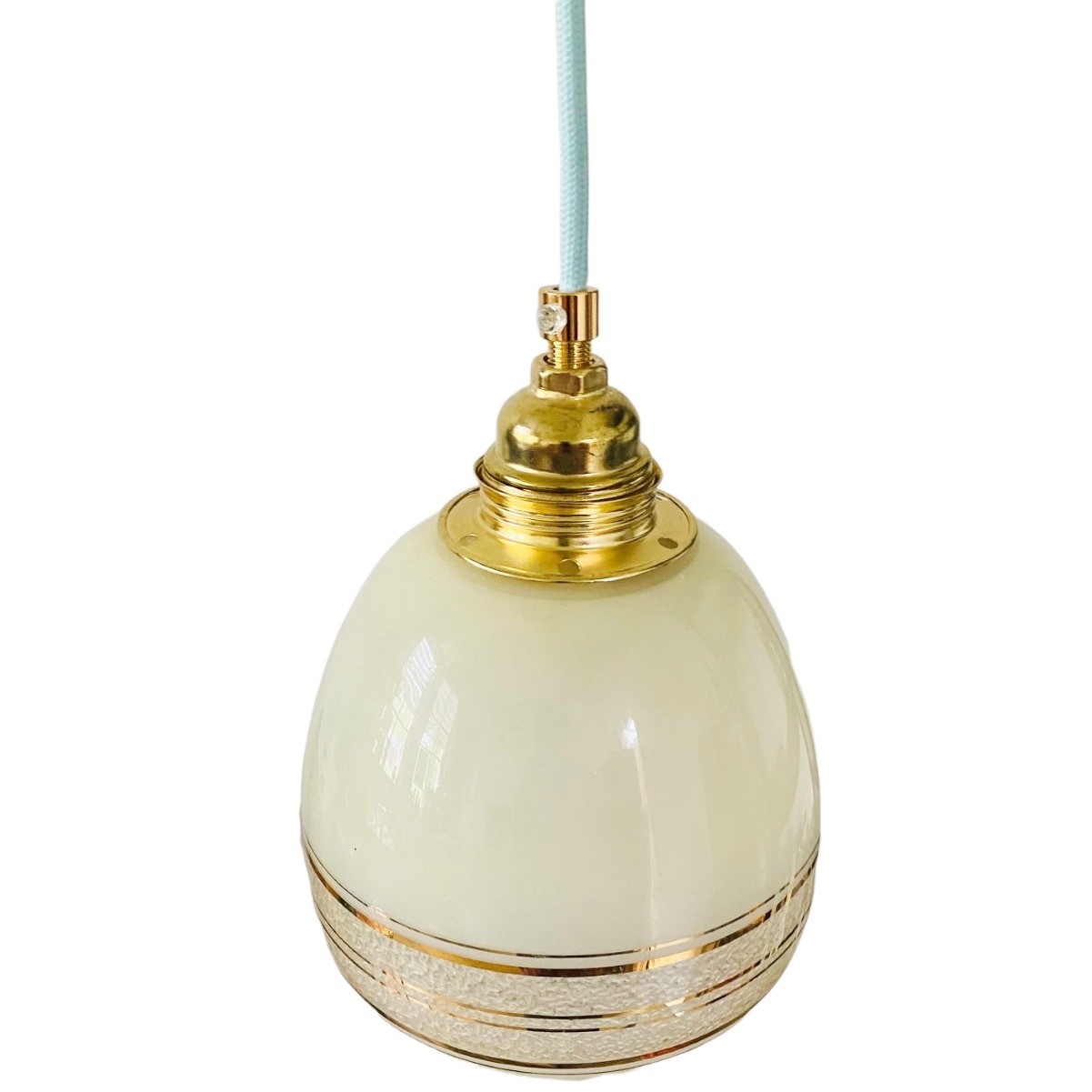 Vintage Hanglampje Beige Glas Goud image 4