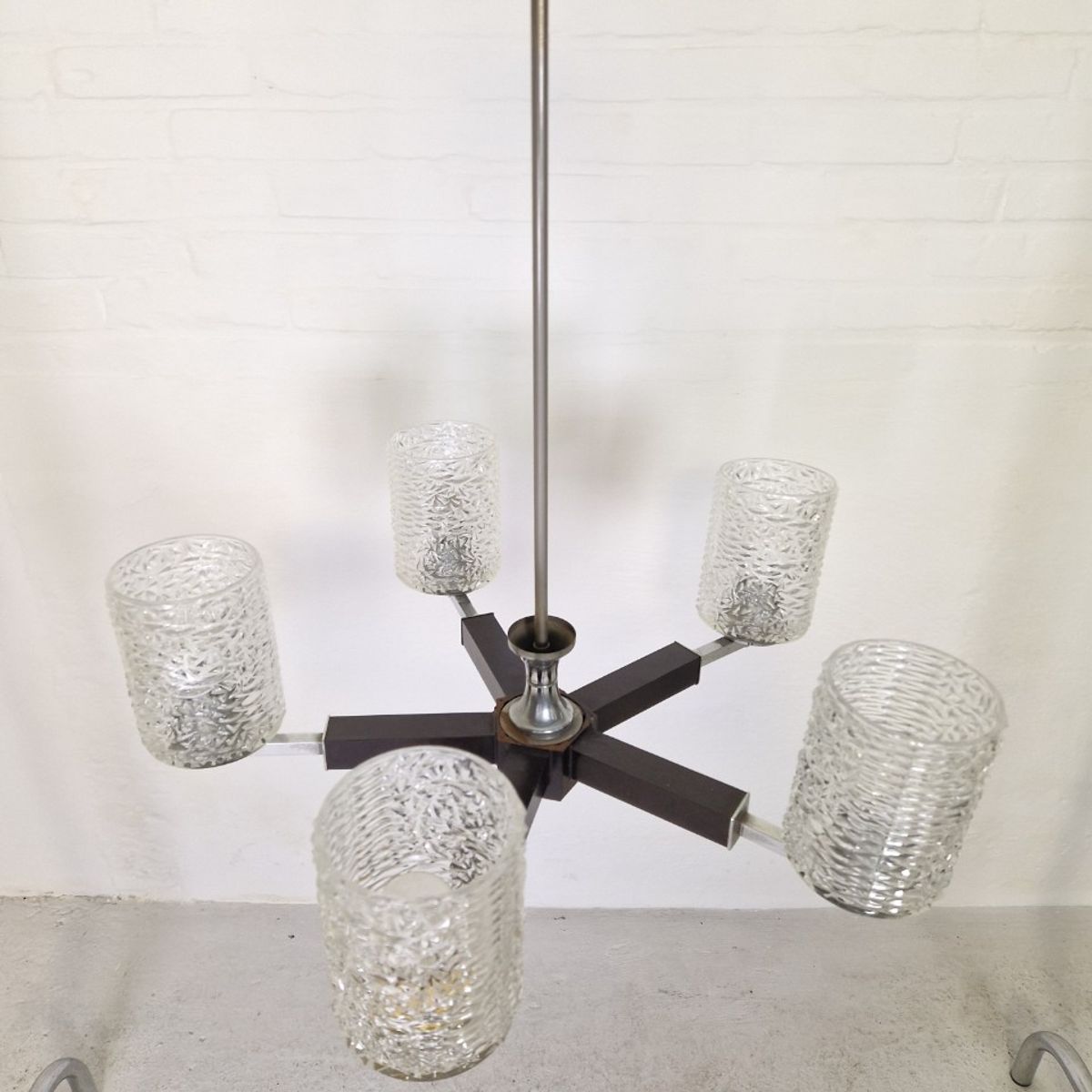 Unieke Vintage Jaren 70 Hanglamp Met 5 Spots image 6