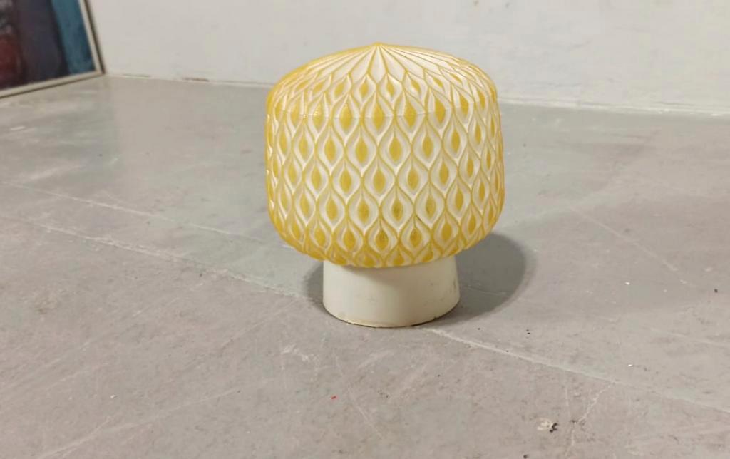 Vintage Glazen Plafondlamp, Wit En Geel image 2