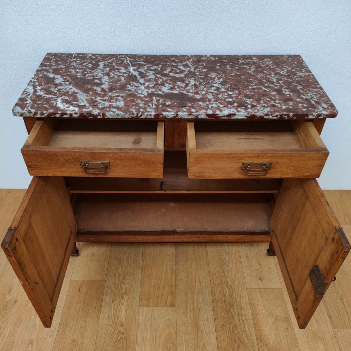 Vintage Frans Dressoir Commode, Ladekast Bakamermeubel Met Marmer Blad image 5