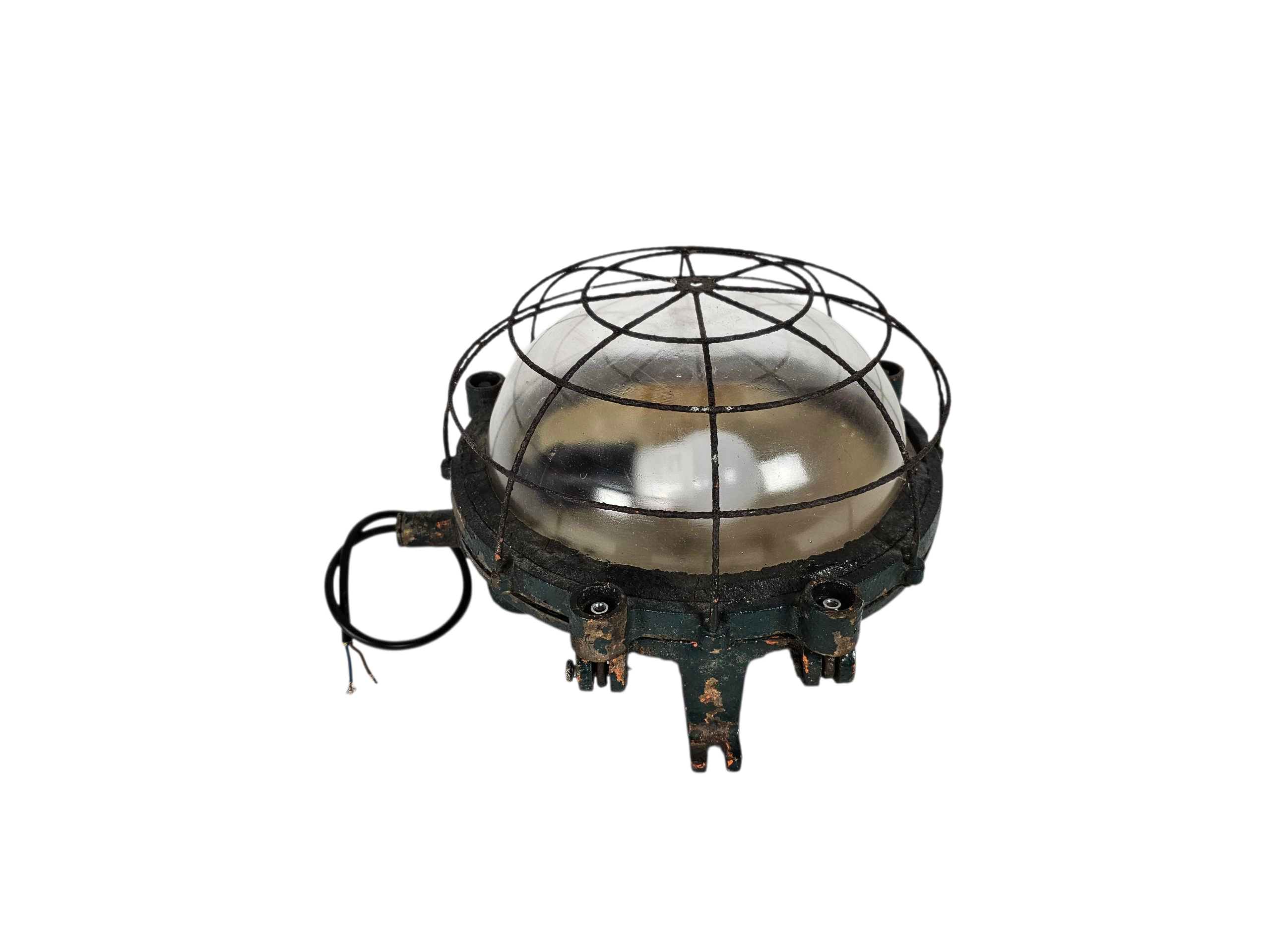 Industriële Gietijzeren Kooilamp - Muurlamp - Buitenlamp - Gal - Frankrijk - 50's image 2