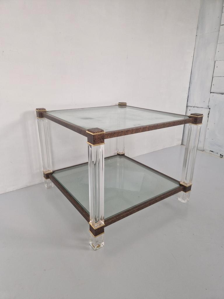 Hollywood Regency Glas En Perspex Bijzettafel Vintage image 8