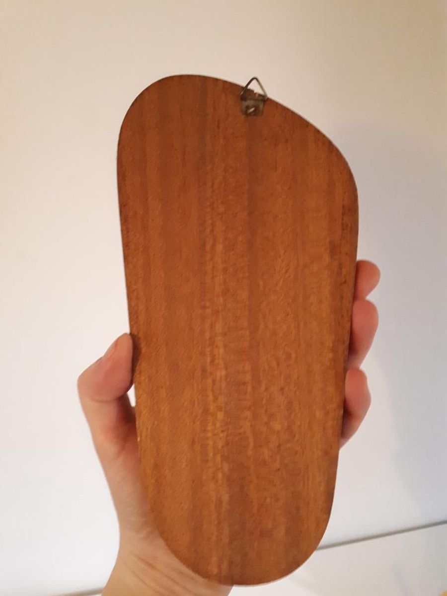 * 50's Teakhouten Wandplank Vintage Schilderijtje Maanvis image 5