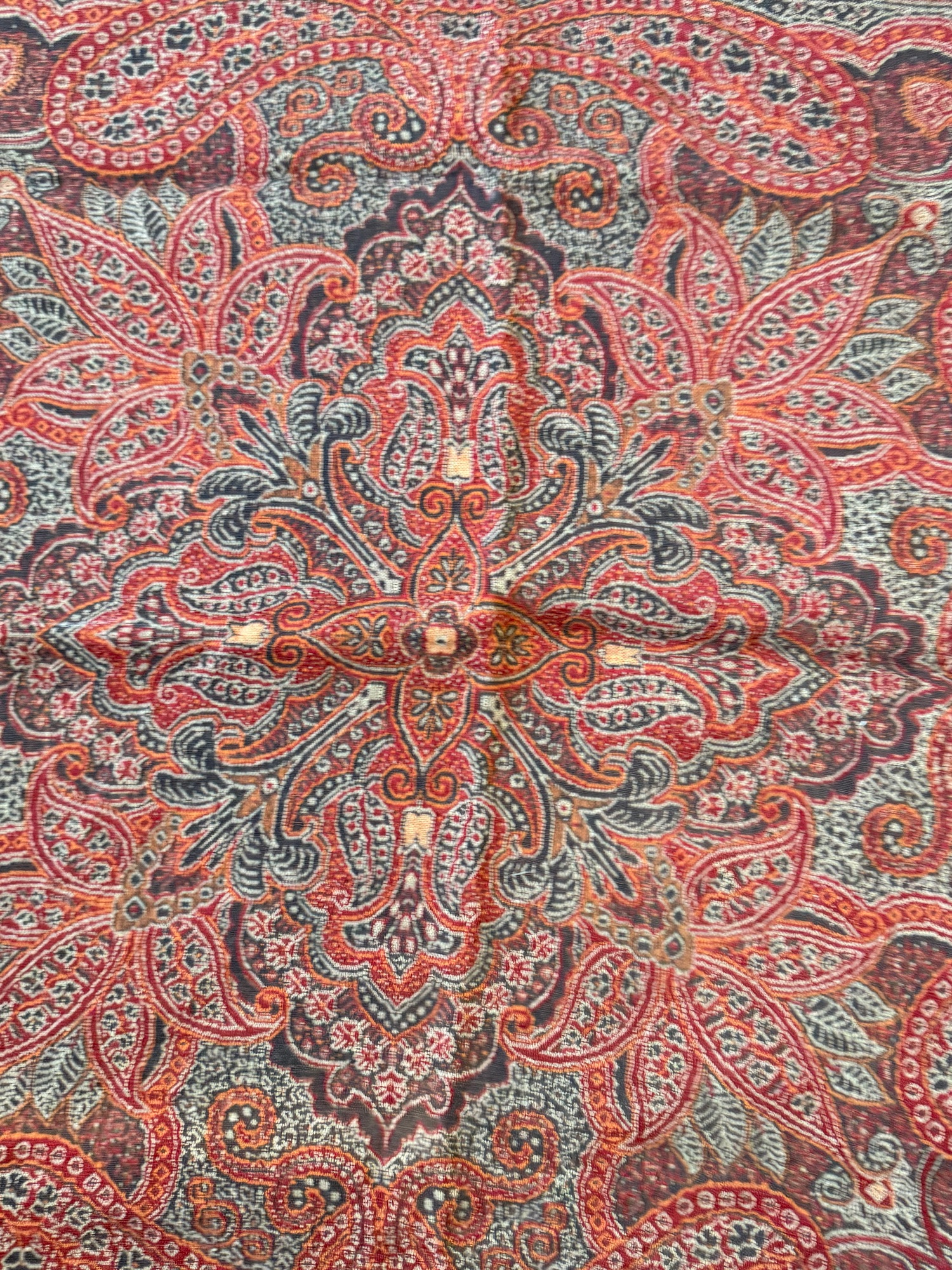 Vintage Antieke Rode Paisley Doek image 7