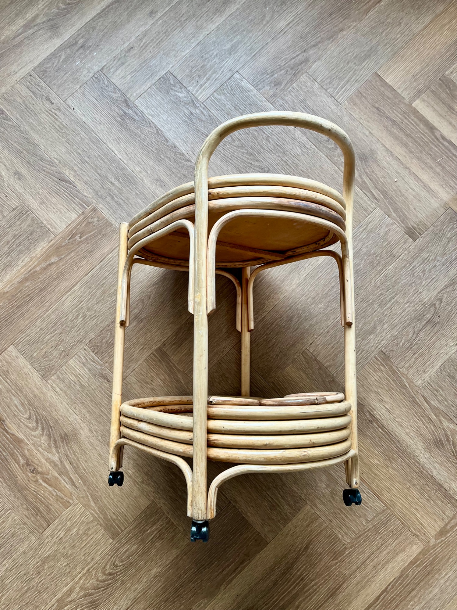 Vintage Bamboe-rotan Serveer Trolley image 16