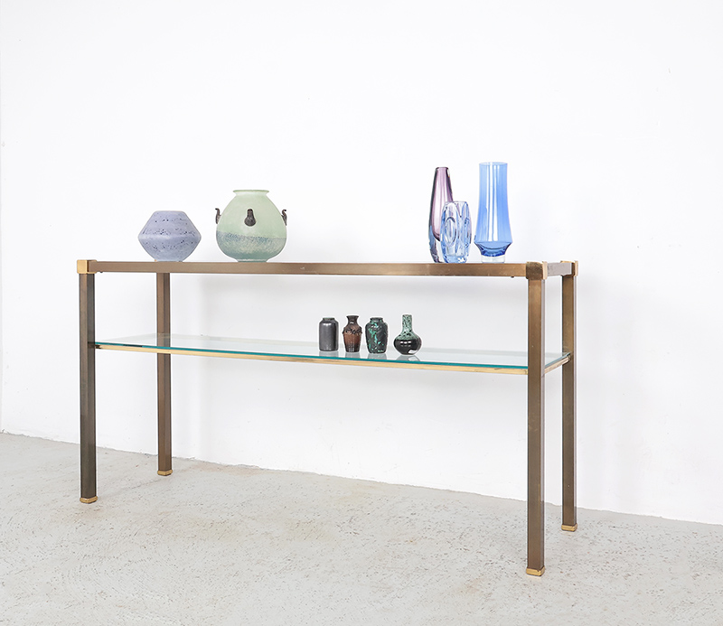 Messing En Glas Consoletafel, 1970s image 4