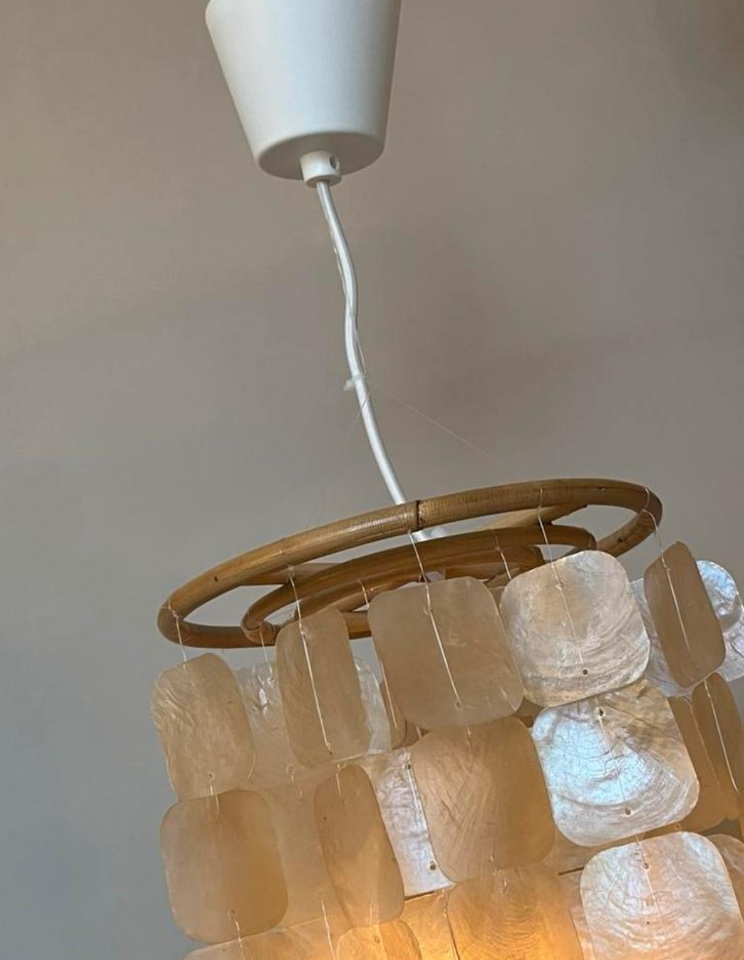 Set Van 2 Capiz Schelpen Schelp Hanglamp Hanglampen Bamboe Frame image 4