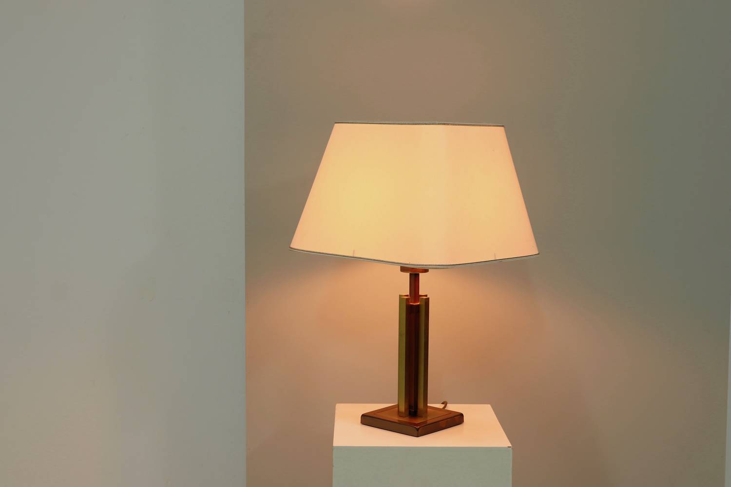 Willy Rizzo Style Brass And Copper Table Lamp 1970s image 9