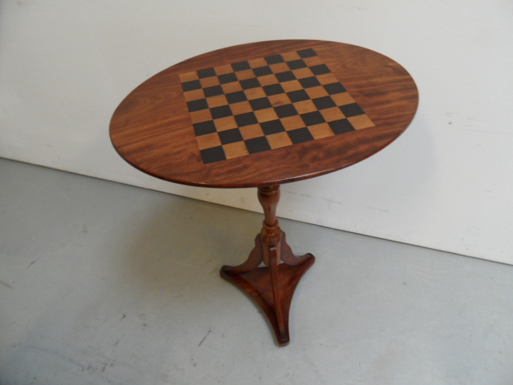 Antieke Mahoniehouten Schaaktafel image 2