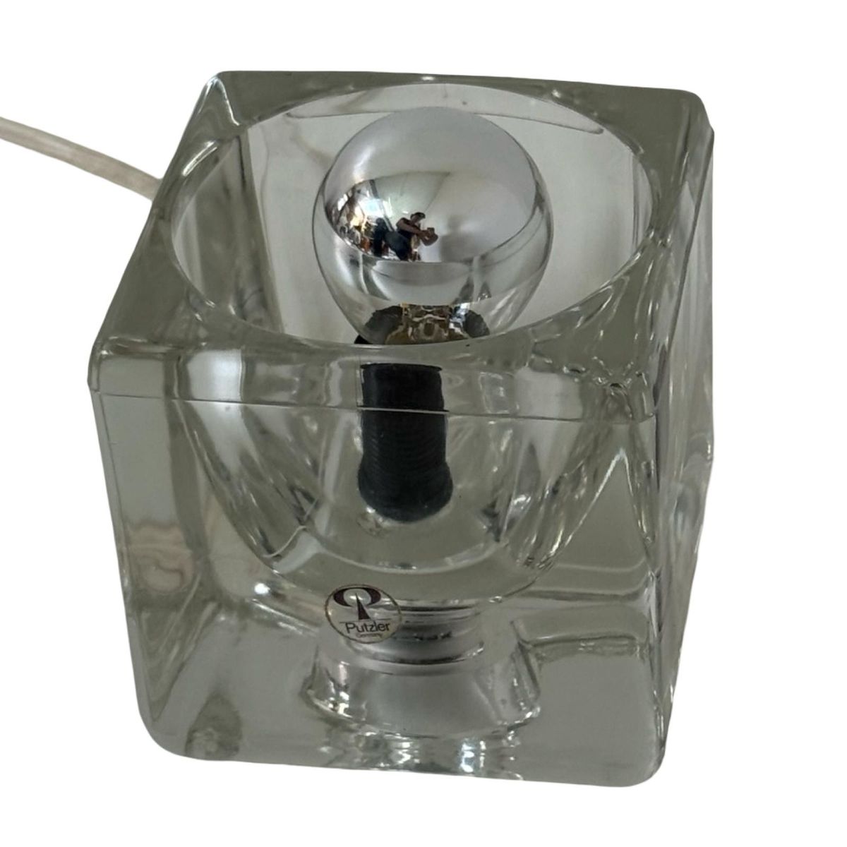 Peill & Putzler - Desk Lamp In Shape Of A Glass Cube - Space Age / (marked, Original Sticker) image 7