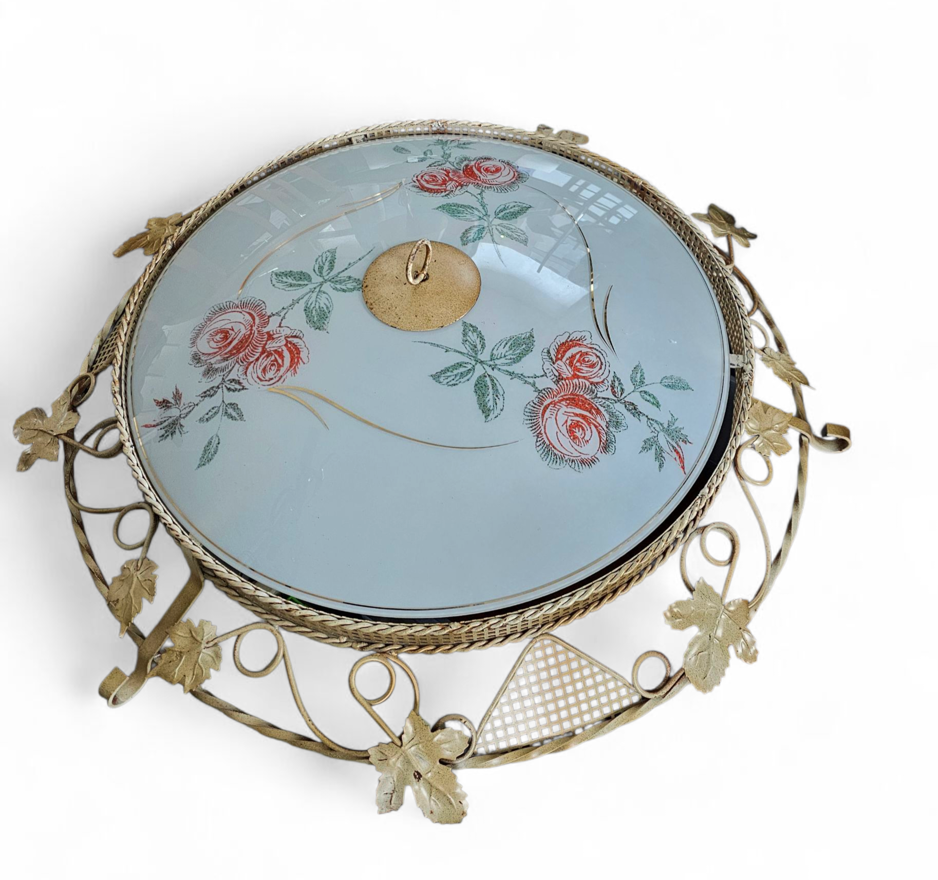 Large Floral Ceiling Lamp 1950s image 2