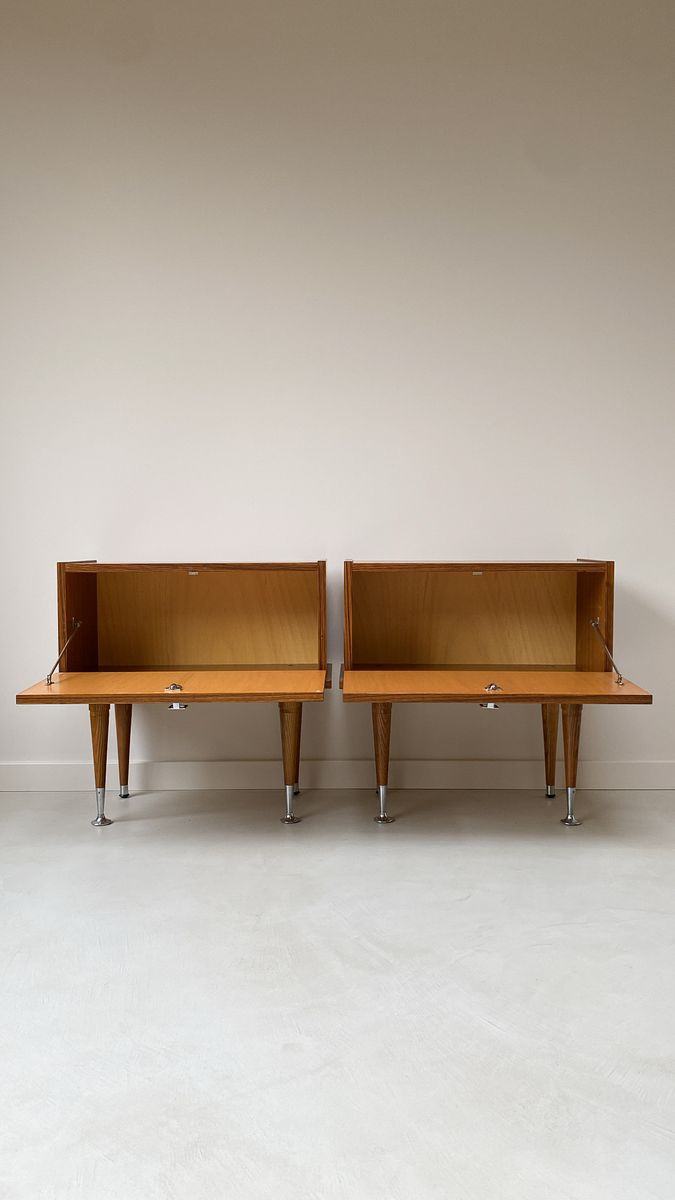 Vintage Set Teak Houten Nachtkastjes image 8