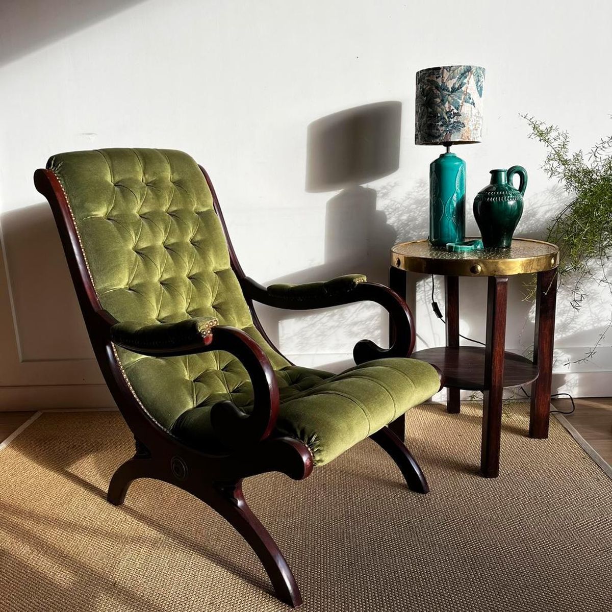Sale Groene Chesterfield Victoriaans Fauteuil Vintage image 14