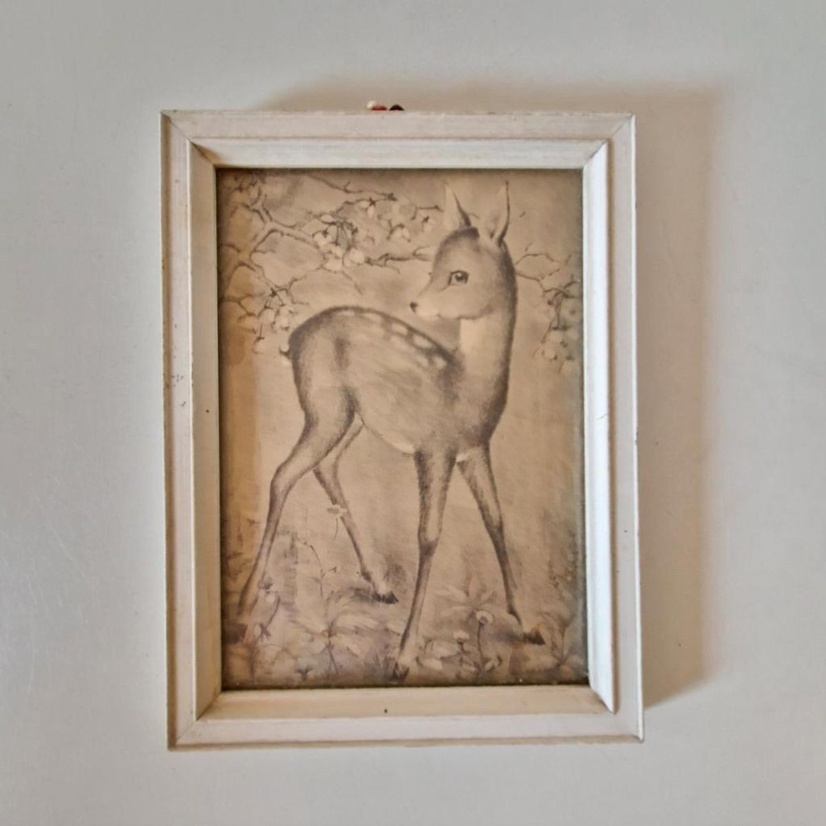 Vintage Schilderijtje Prentje Hertje Bambi Hert In Lijst image 2