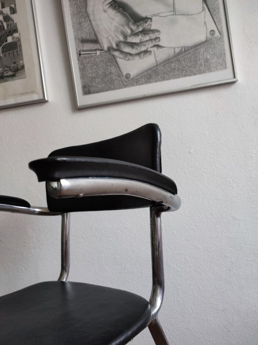 Vintage Kinder Kappersstoel 1950 Gispen Stijl Chroom & Zwart Barber Chair Children image 10