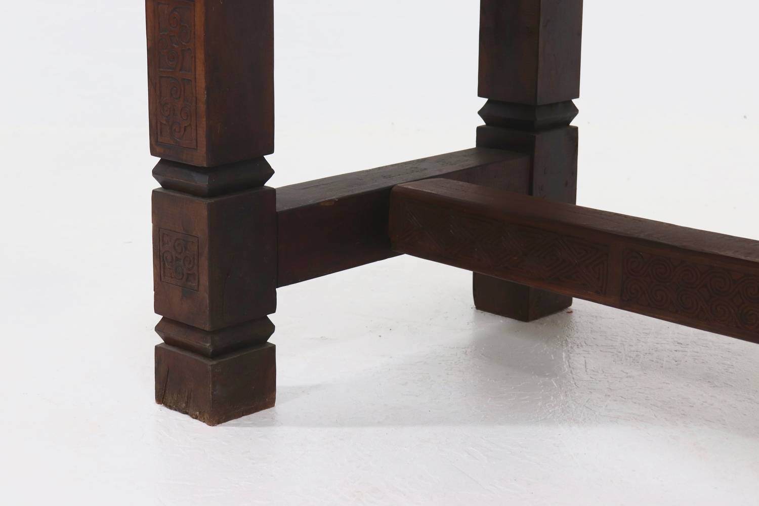Artisan Handcarved Solid Tropical Wooden Dining Table 1920S image 11