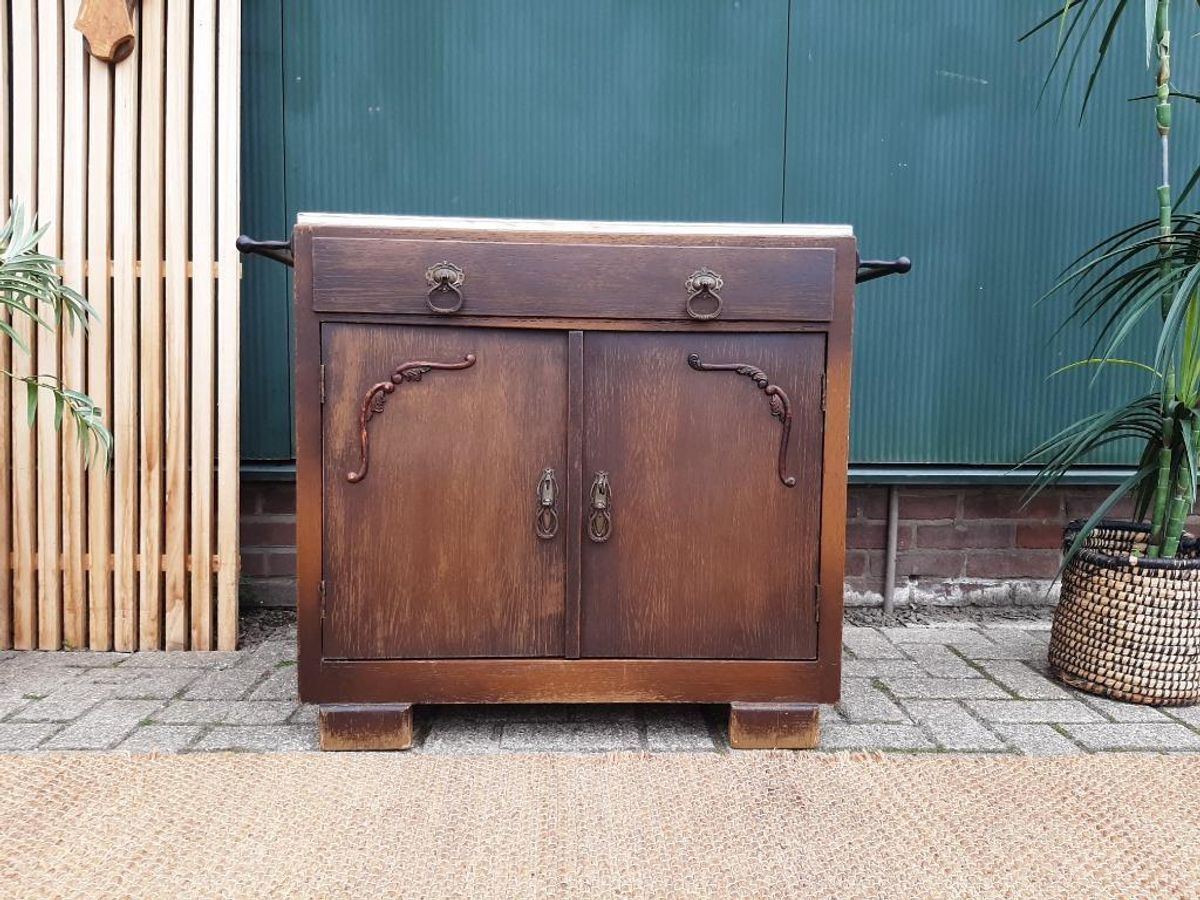 Karakteristiek Oud Kastje Houten Halkastje Badkamerkastje image 10