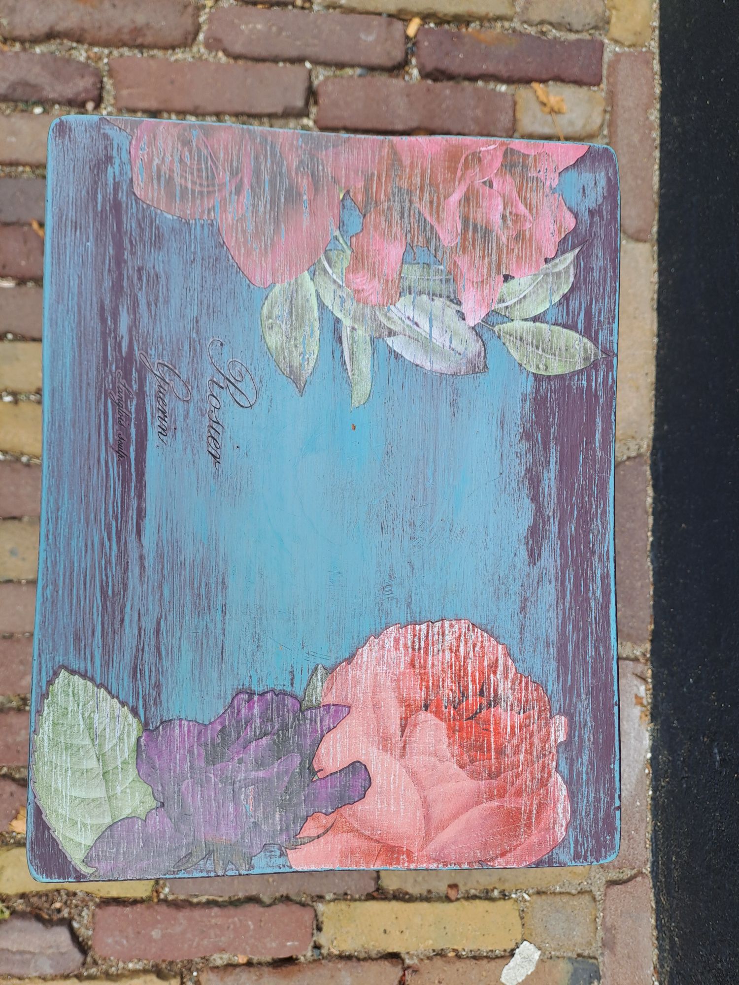 Bijzettafeltje - Krukje - Paars-blauw-bloemen - Boho Chic image 10
