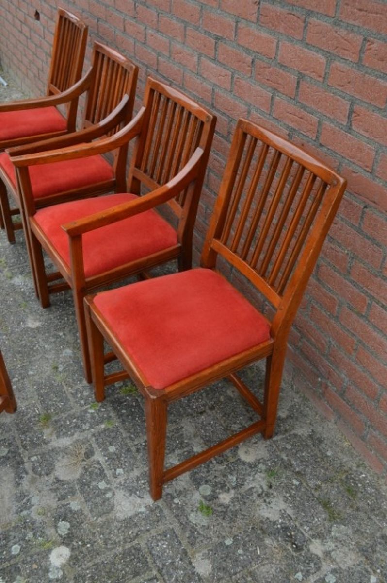 Schuitema Jugendstil Stoelen 6 Stuks Eiken Stoelen image 5