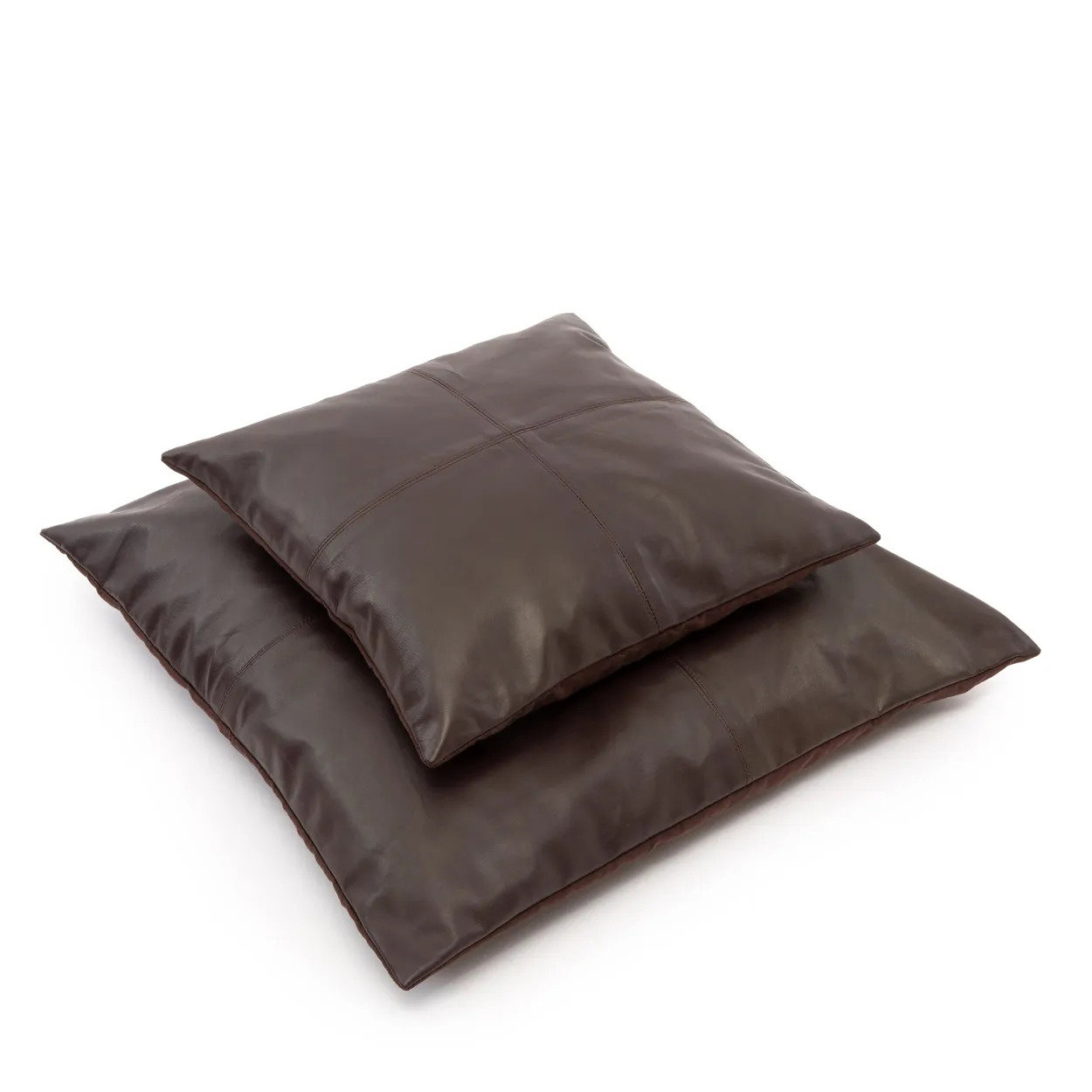 Bazar Bizar | De Four Panel Leather Kussenhoes - Chocolade - 60x60 image 5