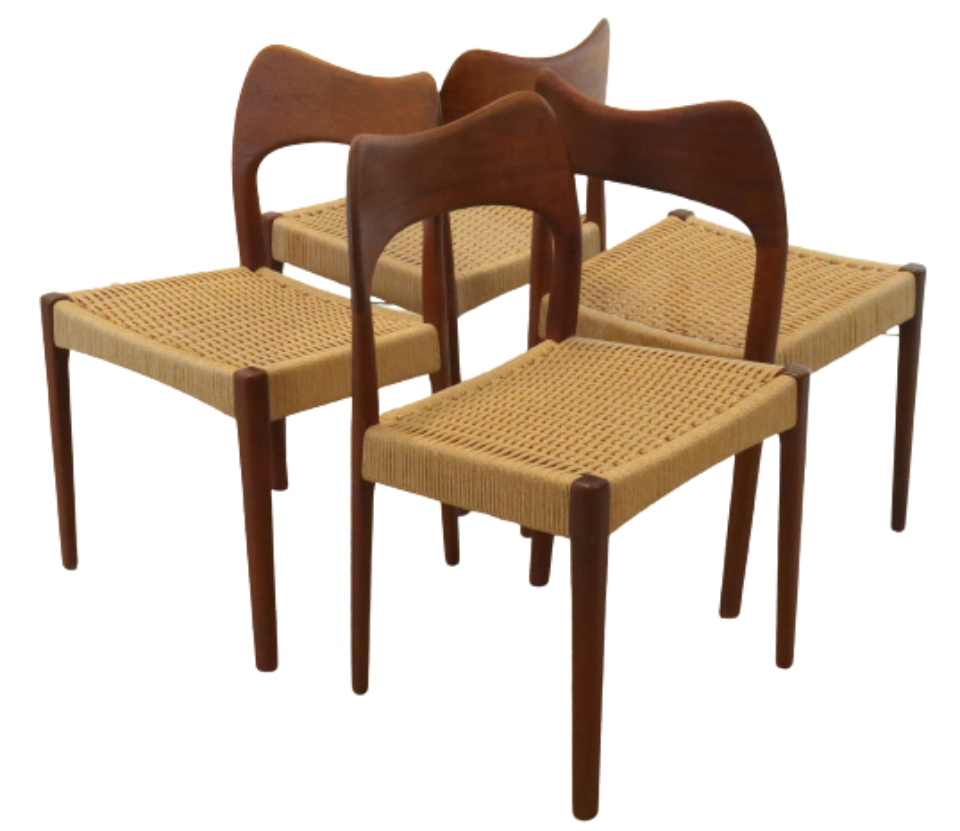Set 4 Stoelen Papercord Arne Hovmand Olsen Vintage image 10