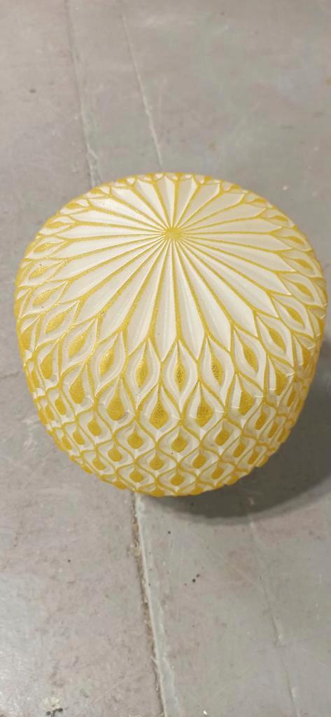 Vintage Glazen Plafondlamp, Wit En Geel image 13
