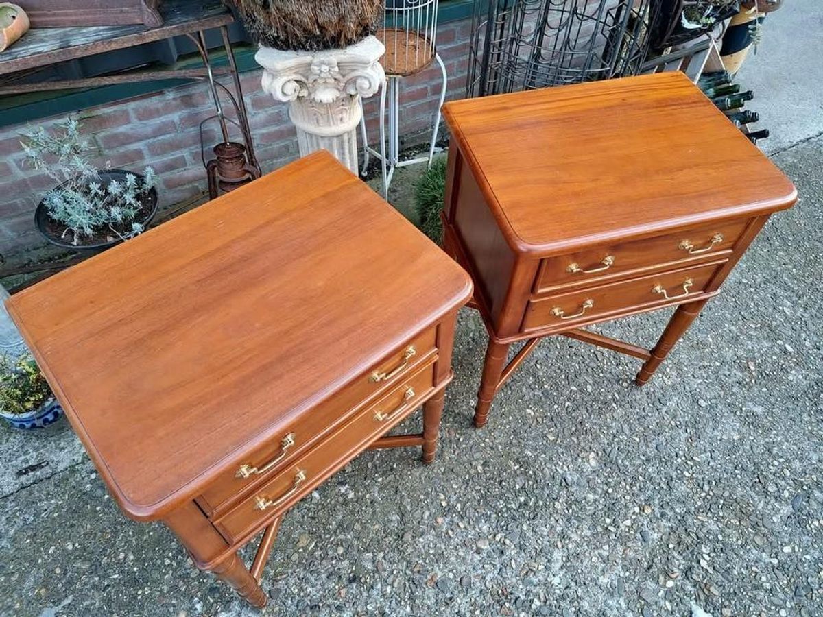 Klassiek Mahoniehouten Nachtkastjes, Bijzettafeltjes, Ladeka image 5